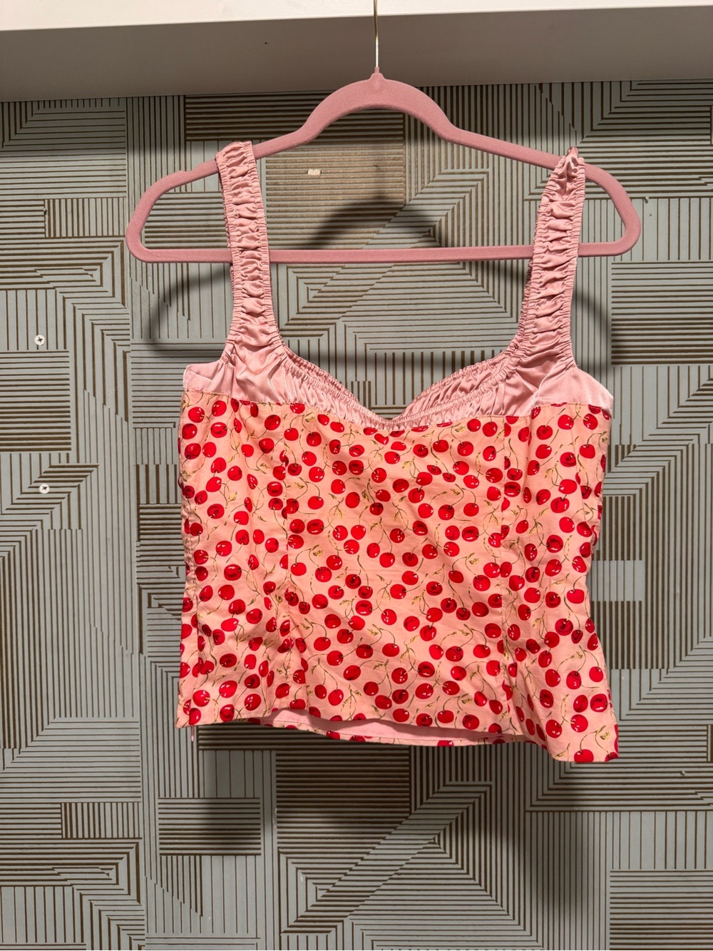 Astr Cherry Print Pink Sweetheart Camisole - Picture 3 of 3